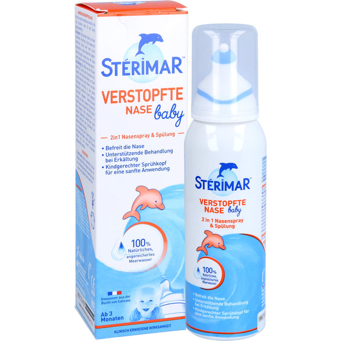 STERIMAR Verstopfte Nase Baby 2 in 1 Nasenspray & Spülung, 100 ml Solution