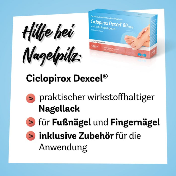 Ciclopirox Dexcel 80 mg/g wirkstoffhaltiger Nagellack, 6.6 ml Vernis à ongles contenant une substance active