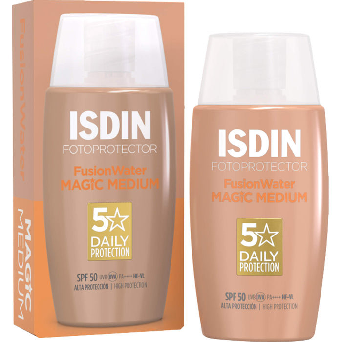 ISDIN Fusion Water Magic Medium LSF 50 getönter Sonnenschutz für das Gesicht, 50 ml Cream