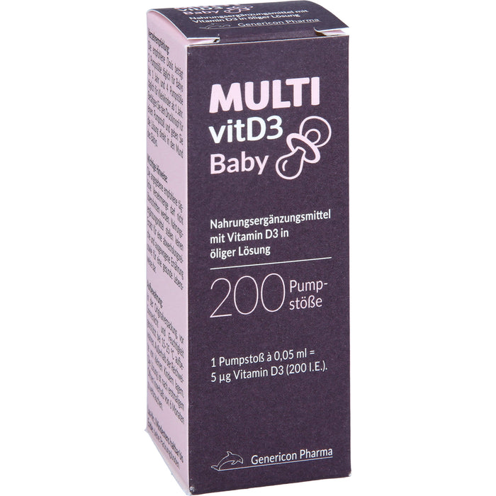 MULTIvitD3 Baby Vitamin D3 für Babys und Kleinkinder mit praktischer und leicht anzuwendender Dosierpumpe, 10 ml Lösung