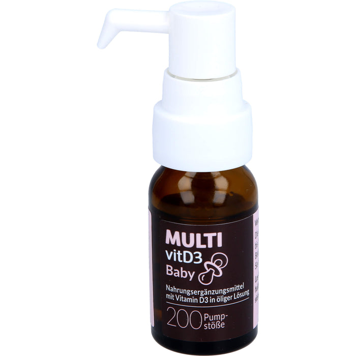 MULTIvitD3 Baby Vitamin D3 für Babys und Kleinkinder mit praktischer und leicht anzuwendender Dosierpumpe, 10 ml Lösung
