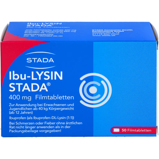 STADA Ibu-Lysin 400 mg Filmtabletten bei Schmerzen und Fieber, 50 St. Tabletten