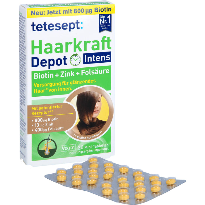Tetesept Haarkraft Depot Intens Tabletten zur Versorgung für glänzendes Haar, 30 pc Tablettes