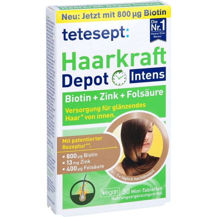 Tetesept Haarkraft Depot Intens Tabletten zur Versorgung für glänzendes Haar, 30 pc Tablettes
