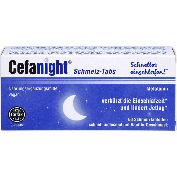 Cefanight Schmelz-Tabs schnell auflösend mit Vanille-Geschmack, 60 St. Schmelztabletten