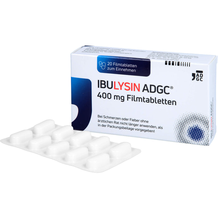 ADGC IbuLysin 400 mg Filmtabletten bei Schmerzen oder Fieber, 20 pc Tablettes