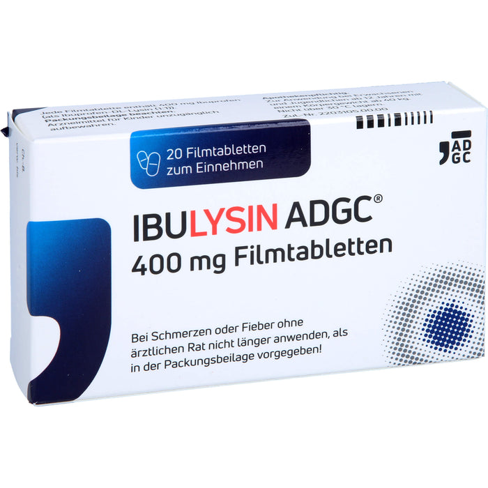 ADGC IbuLysin 400 mg Filmtabletten bei Schmerzen oder Fieber, 20 pc Tablettes