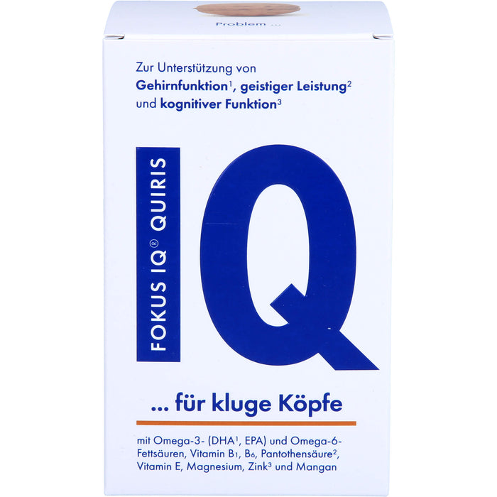 FOKUS IQ QUIRIS Kapseln zur Unterstützung von Gehirnfunktion, geistiger Leistung und kognitiver Funktion, 120 St. Kapseln