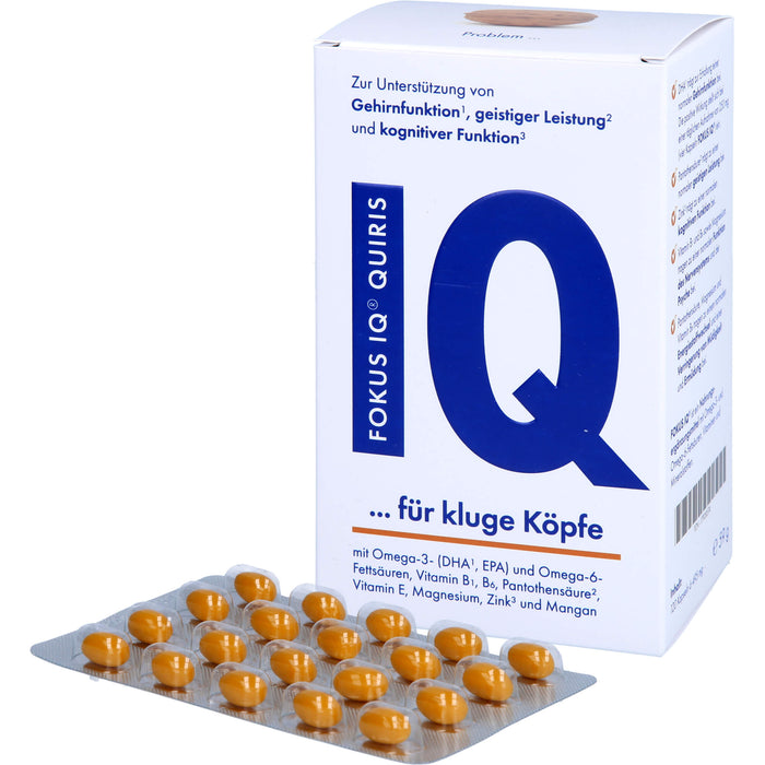 FOKUS IQ QUIRIS Kapseln zur Unterstützung von Gehirnfunktion, geistiger Leistung und kognitiver Funktion, 120 St. Kapseln
