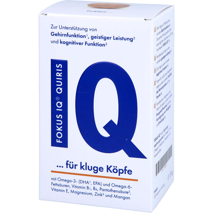 FOKUS IQ QUIRIS Kapseln zur Unterstützung von Gehirnfunktion, geistiger Leistung und kognitiver Funktion, 120 St. Kapseln