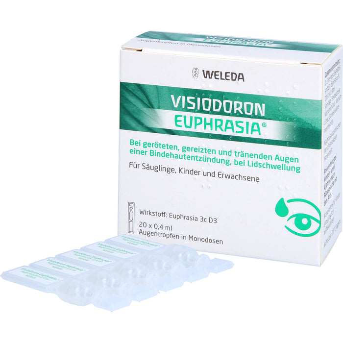 Visiodoron Euphrasia Augentropfen in Monodosen bei geröteten, gereizten & tränenden Augen einer Bindehautentzündung, 20 pcs. Single dose containers