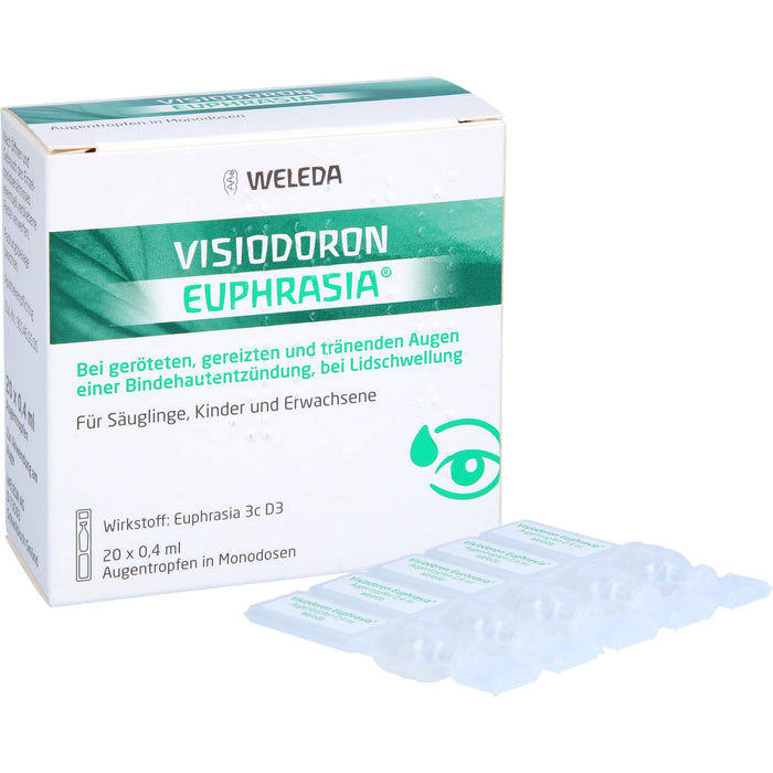 Visiodoron Euphrasia Augentropfen in Monodosen bei geröteten, gereizten & tränenden Augen einer Bindehautentzündung, 20 pc Récipients à dose unique