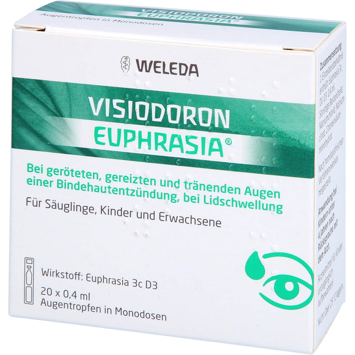 Visiodoron Euphrasia Augentropfen in Monodosen bei geröteten, gereizten & tränenden Augen einer Bindehautentzündung, 20 pcs. Single dose containers