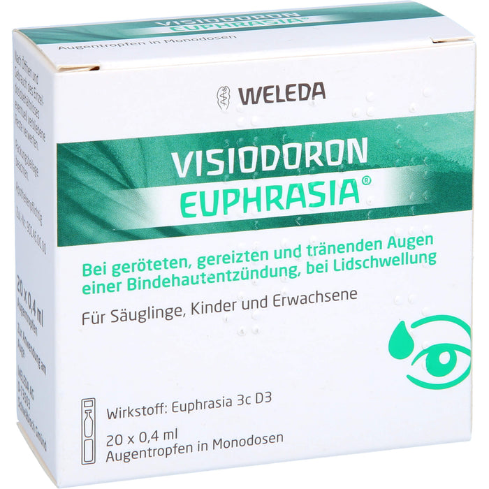 Visiodoron Euphrasia Augentropfen in Monodosen bei geröteten, gereizten & tränenden Augen einer Bindehautentzündung, 20 pcs. Single dose containers
