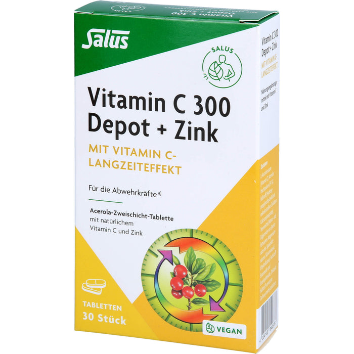 Salus Vitamin C 300 Depot + Zink Tabletten für die Abwehrkräfte, 30 pc Tablettes