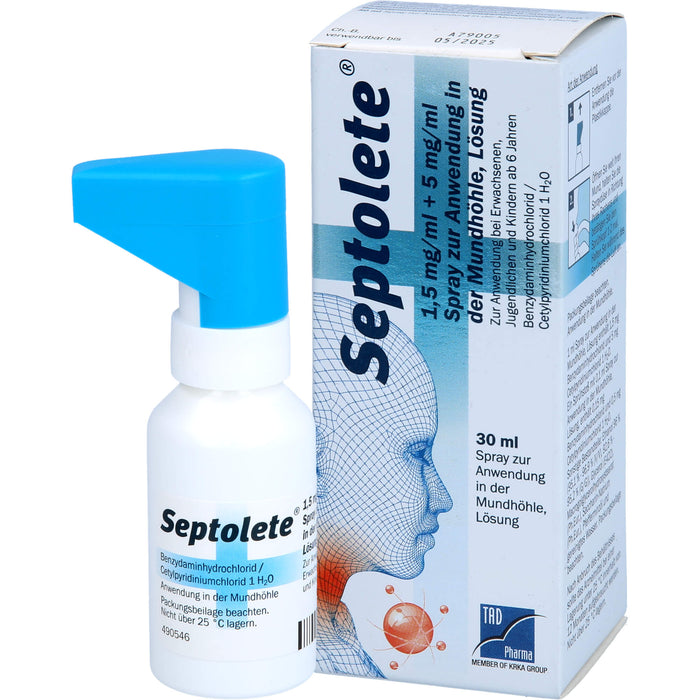 Septolete® 1,5 mg/ml + 5 mg/ml Spray zur Anwendung in der Mundhöhle, Lösung, 30 ml SPR
