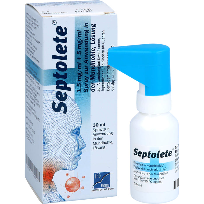 Septolete® 1,5 mg/ml + 5 mg/ml Spray zur Anwendung in der Mundhöhle, Lösung, 30 ml SPR
