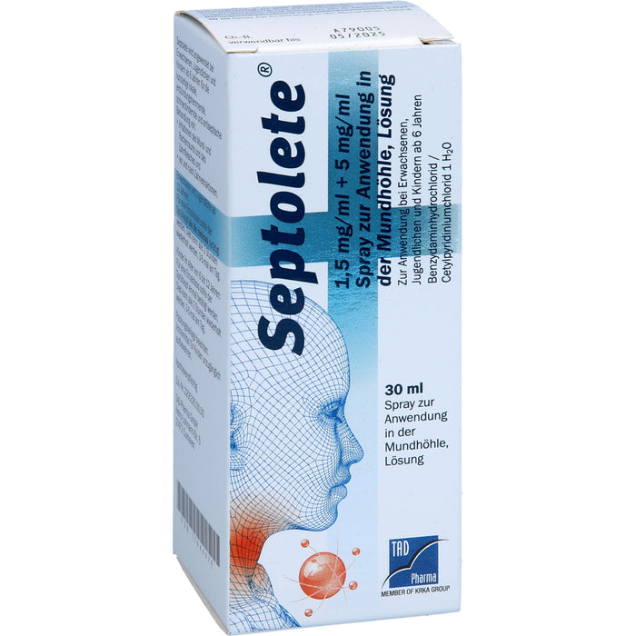 Septolete® 1,5 mg/ml + 5 mg/ml Spray zur Anwendung in der Mundhöhle, Lösung, 30 ml SPR