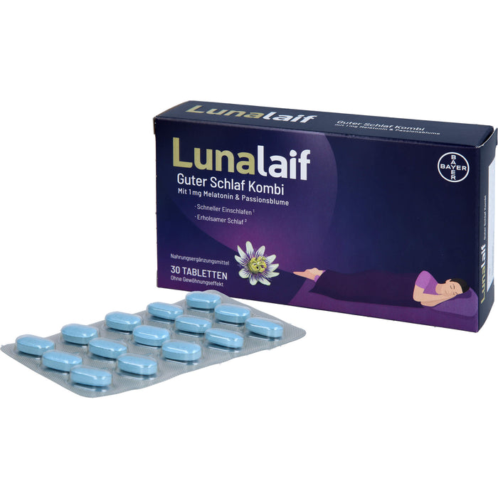 Lunalaif Guter Schlaf Kombi Tabletten mit 1 mg Melatonin & Passionsblume, 30 pcs. Tablets