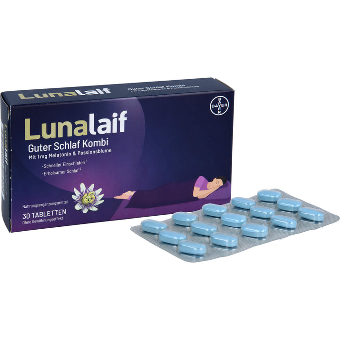 Lunalaif Guter Schlaf Kombi Tabletten mit 1 mg Melatonin & Passionsblume, 30 pcs. Tablets