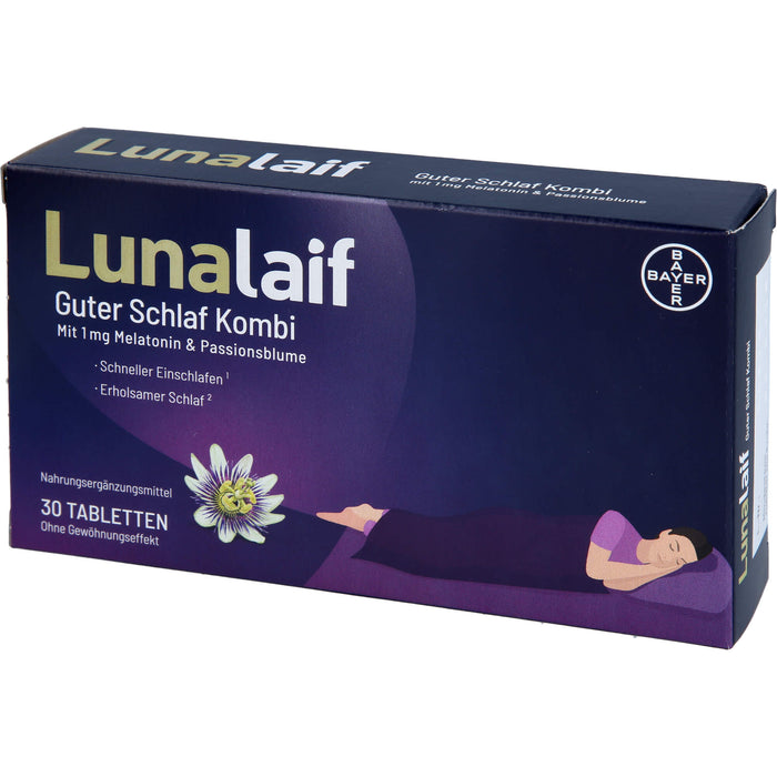 Lunalaif Guter Schlaf Kombi Tabletten mit 1 mg Melatonin & Passionsblume, 30 pcs. Tablets