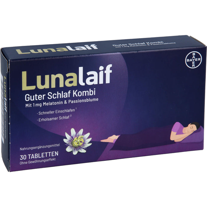Lunalaif Guter Schlaf Kombi Tabletten mit 1 mg Melatonin & Passionsblume, 30 pcs. Tablets