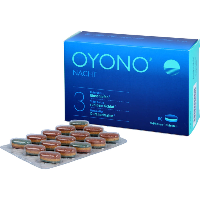 OYONO Nacht Tabletten mit 1 mg Melatonin, Baldrian und Zitronenmelisse, 60 pc Tablettes