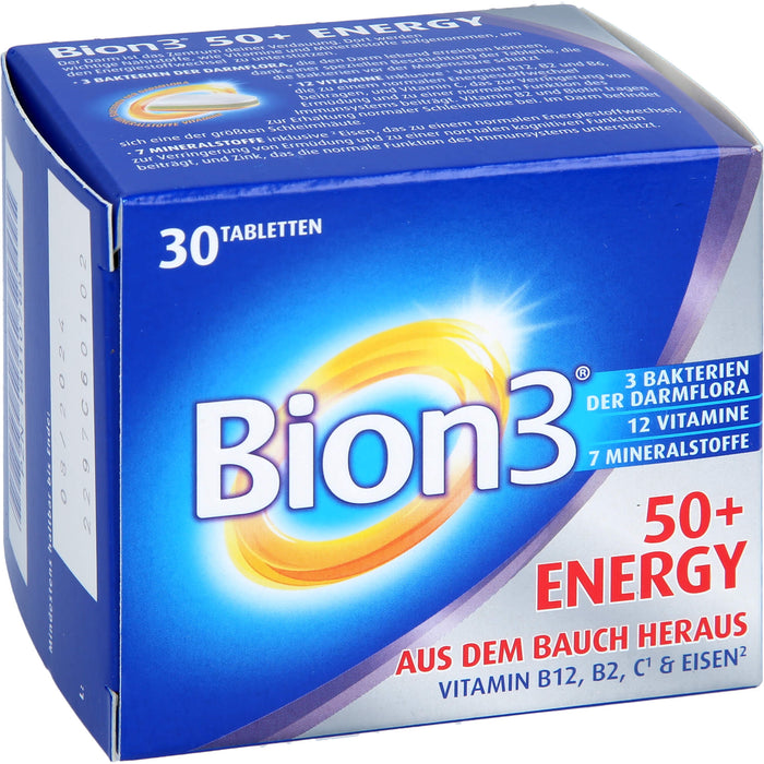 Bion3 Energy 50+ Tabletten Multivitamin für Darm- & Energieunterstützung, 30 pcs. Tablets