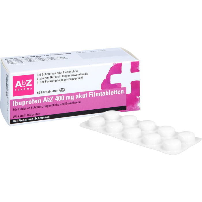 Ibuprofen AbZ 400 mg akut Filmtabletten bei Fieber und Schmerzen, 50 pc Tablettes