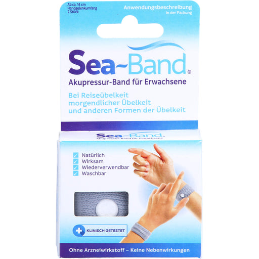 Sea-Band Akupressurband für Erwachsene grau bei Übelkeit, 2 St. Bänder