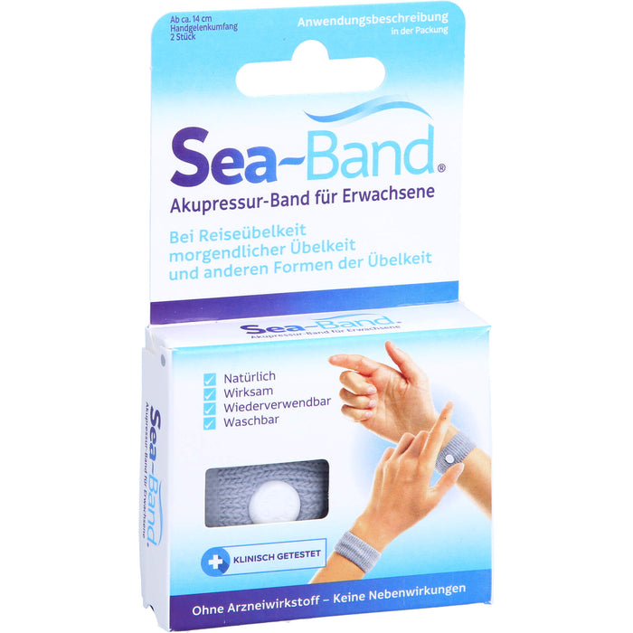 Sea-Band Akupressurband für Erwachsene grau bei Übelkeit, 2 St. Bänder