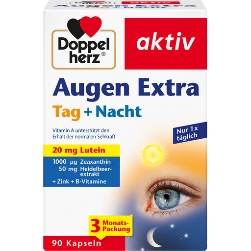 Doppelherz aktiv Augen Extra Tag + Nacht Kapseln unterstützt den Erhalt der normalen Sehkraft, 90 St. Kapseln
