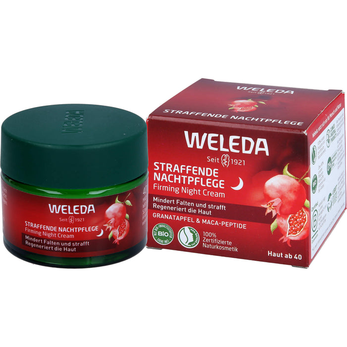 WELEDA straffende Nachtpflege mit Granatapfel & Maca-Peptiden mindert Falten  und regeneriert die Haut, 40 ml Cream