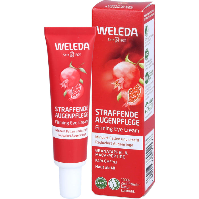WELEDA straffende Augenpflege Granatapfel & Maca-Peptide mindert Falten und strafft und reduziert Augenringe, 12 ml Cream