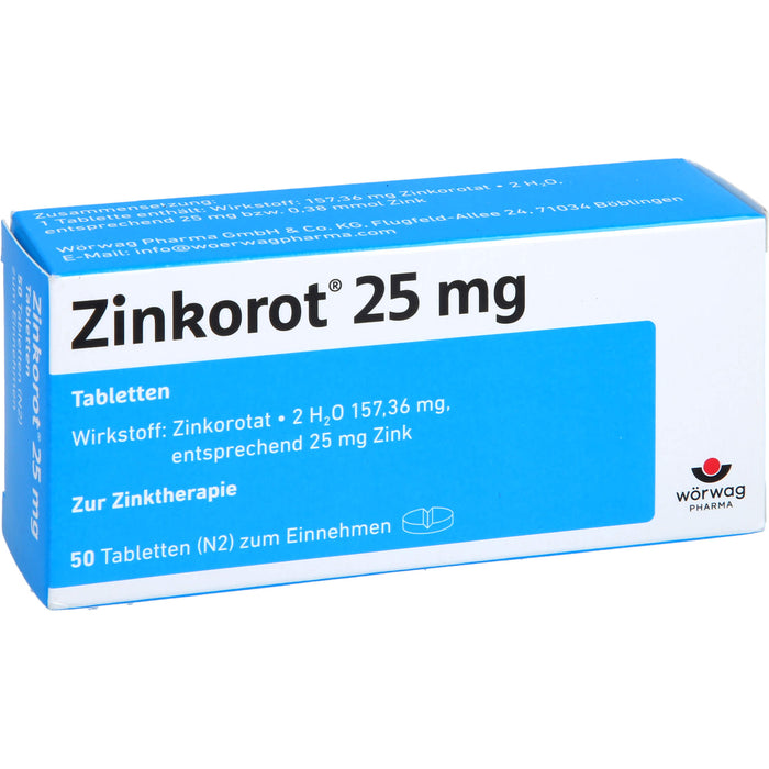 Zinkorot 25 mg Tabletten zur Zinktherapie, 50 pcs. Tablets