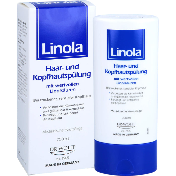 Linola Haar- und Kopfhautspülung für trockene und empfindliche Kopfhaut, 200 ml Creme