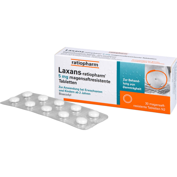 Laxans-ratiopharm 5 mg Tabletten bei Darmträgheit, 30 St. Tabletten