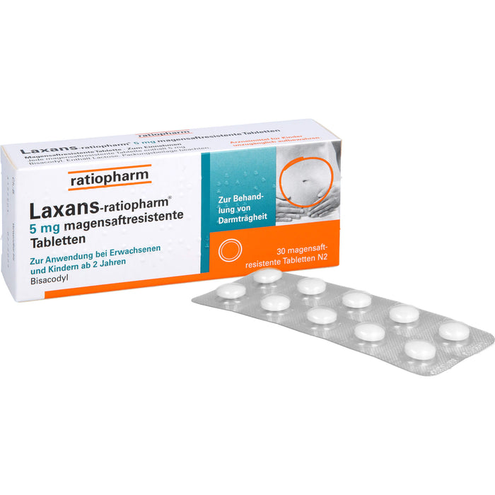 Laxans-ratiopharm 5 mg Tabletten bei Darmträgheit, 30 pc Tablettes
