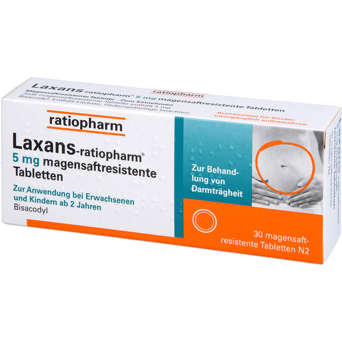 Laxans-ratiopharm 5 mg Tabletten bei Darmträgheit, 30 pc Tablettes