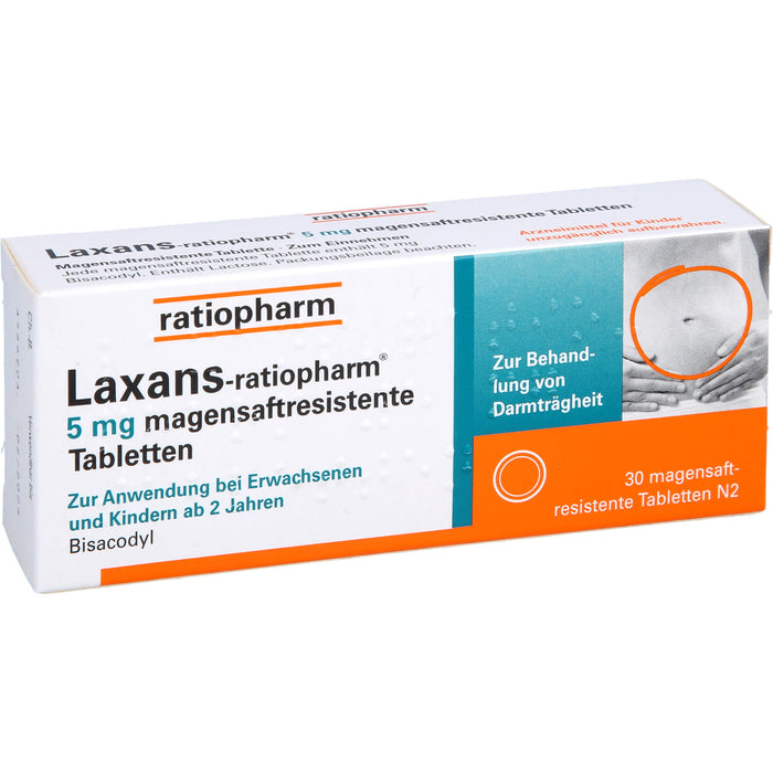 Laxans-ratiopharm 5 mg Tabletten bei Darmträgheit, 30 pc Tablettes
