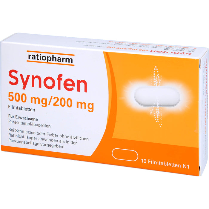 Synofen 500 mg Paracetamol / 200 mg Ibuprofen Filmtabletten, 10 pcs. Tablets