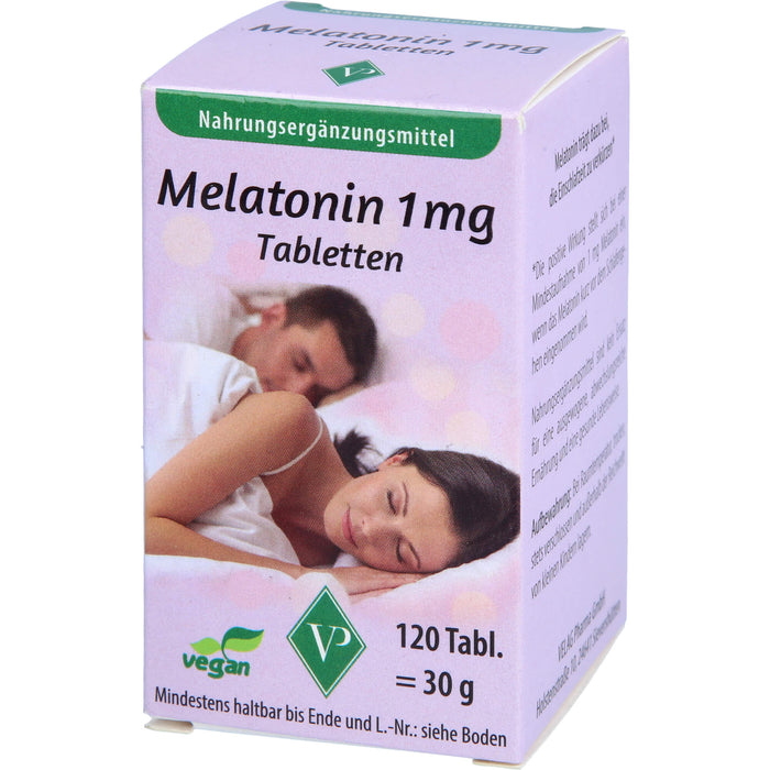 Velag Pharma Melatonin 1 mg Tabletten zur Verkürzung der Einschlafzeit, 120 pcs. Tablets