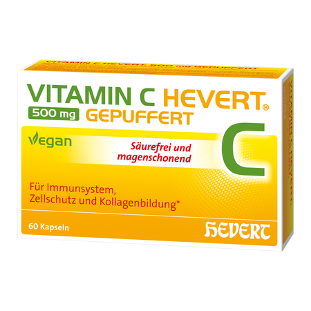 Vitamin C Hevert 500 mg gepuffert als magenfreundliches Multi-Talent für die Gesundheit, 60 St. Kapseln