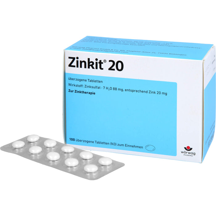 Wörwag Zinkit 20 Tabletten zur Zinktherapie, 100 St. Tabletten