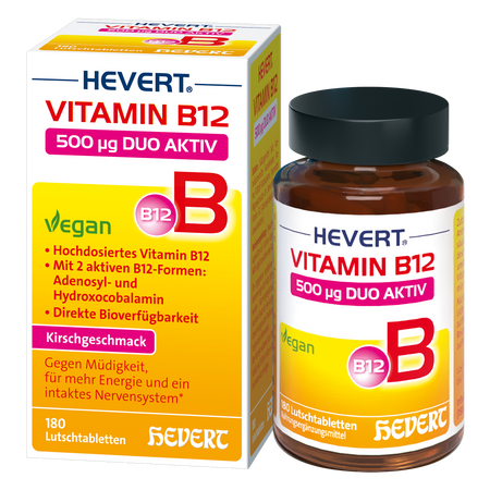 Vitamin B12 Hevert 500 µg Duo Aktiv, 180 St. Lutschtabletten