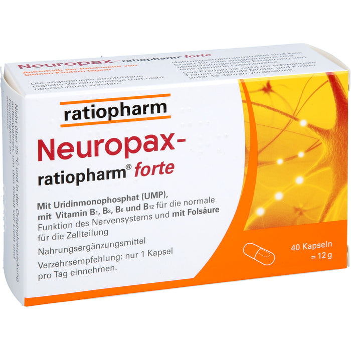 Neuropax-ratiopharm forte Kapseln mit Uridinmonophosphat (UMP), Vitamin B12 und Folsäure zur Unterstützung der Nervenregeneration, 40 pcs. Capsules