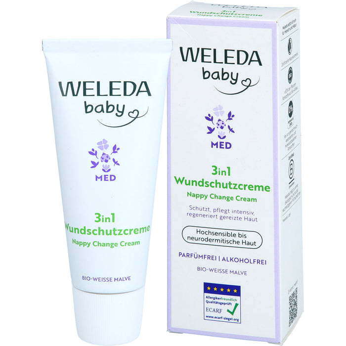 WELEDA	Baby Med 3in1 Wundschutzcreme weiße Malve für hochsensible und sehr trockene Haut, 50 ml Creme