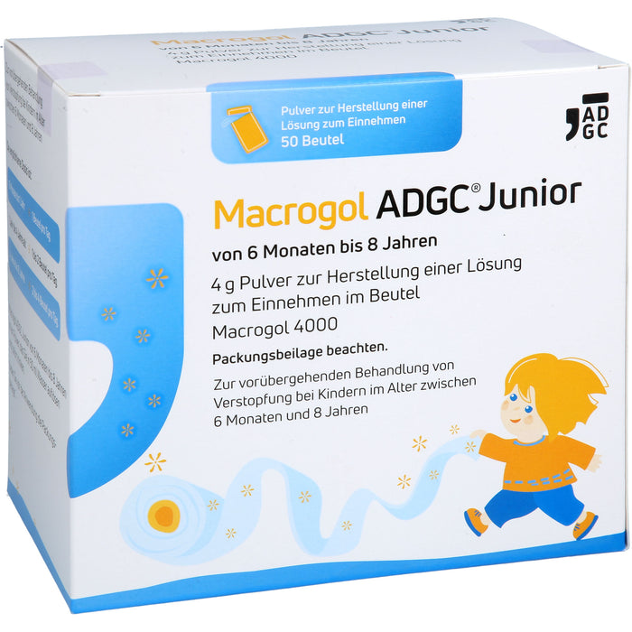 Macrogol ADGC Junior von 6 Monaten bis 8 Jahren 4 g Pulver, 50 St. Pulver