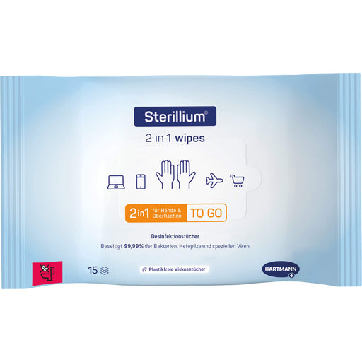 Sterillium 2 in 1 Desinfektionstücher praktische 2 in 1 Desinfektionstücher zur Hände- und Flächendesinfektion, 15 St. Tücher