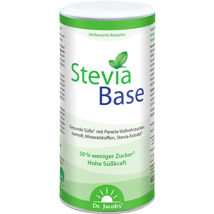 Dr. Jacob's SteviaBase Zuckerersatz mit Erythrit Xylit Stevia, 400 g Pulver